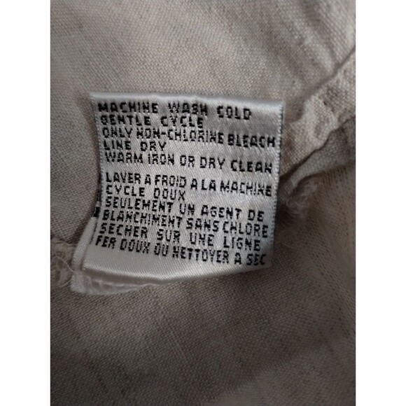 Talbots Linen/Cotton Women's Petite Large Beige Embroidered Button-Up Shirt - Picture 11 of 11